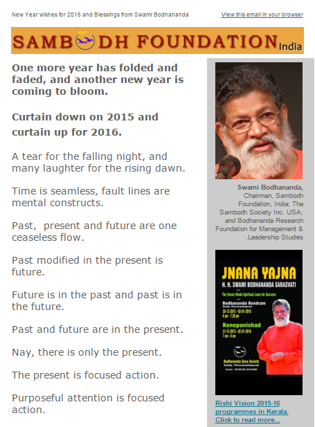 New Year Blessings from Swami Bodhananda