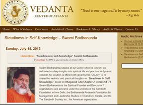 Listen to Lecture on Steadiness in Knowldge organised by Vedanta Centre of Atlanta